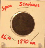 1870 Spain 5 Centimes Coin with Display Holder  thecoindigger World Coin Estates