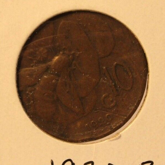 1920 R Italy 10 Centesimi Copper Coin and Holder  Thecoindigger World Coins