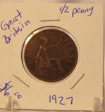 1927 Great Britain 1/2 Penny Coin with Holder Thecoindigger World Coins Estates