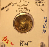 1944 Phillipines 5 Centavo Bronze Coin with Holder thecoindigger World Estate