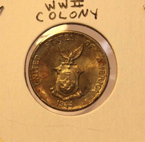 1944 Phillipines 5 Centavo Bronze Coin with Holder thecoindigger World Estate
