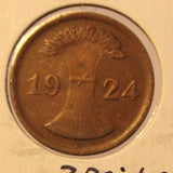 1924 A German Wiemar Republic 2 Rentenpfennig Coin and Holder Thecoindigger