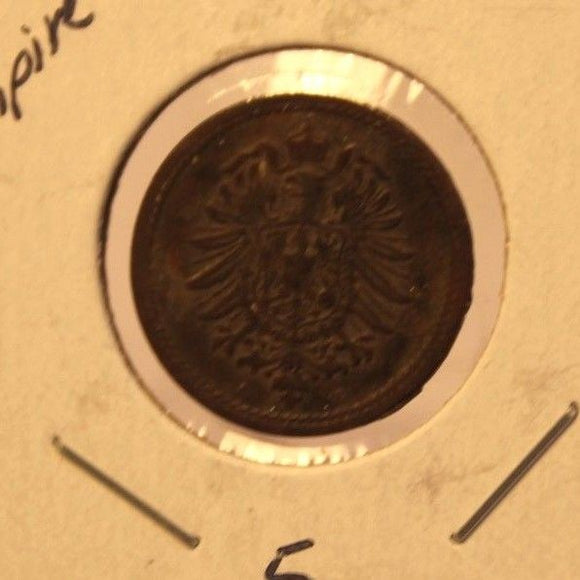 1875 J German Empire 5 pfennig Coin with Holder thecoindigger World Coin Estate