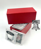 15 BCW Coin Holder 2x2 Snap Capsule & Red Single Row Storage Box 4.5x2x2 Case