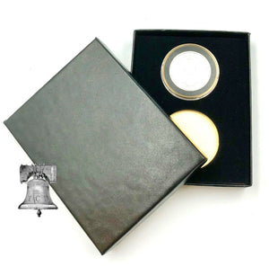 Air-tite Coin Holder Black Velvet Display Box Gold Insert + 2 Model H Capsule
