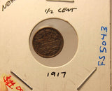 1917 Netherlands 1/2 Cent  Coin with Holder Display thecoindigger World Estates