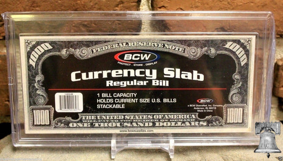 BCW Deluxe Currency Slab Dollar Case Regular Banknote Holder + Display Stand