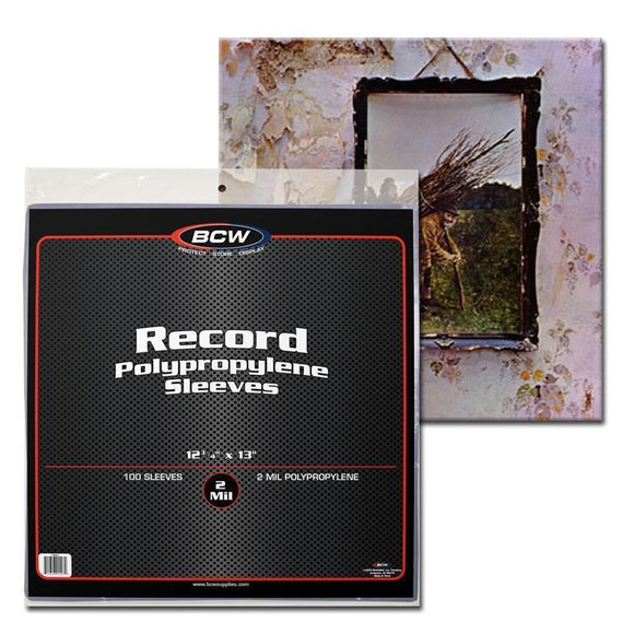 100 Record Album Sleeves BCW 33 RPM Vinyl Cover Bags 12 3/4 x 13 Archival Safe