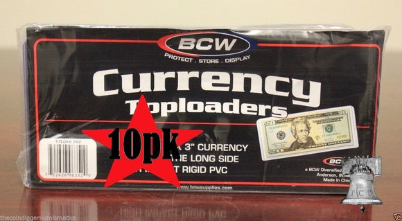10 Rigid Currency Banknote Holder for Regular Dollar Bill Note Topload Case
