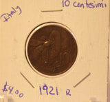 1921 R Italy 10 Centesimi Coin and Holder Thecoindigger World Coins Estates