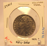 1971 Italy Key Date 100 Lira Coin with Holder thecoindigger World Estates