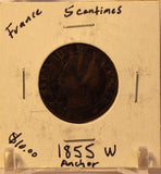 1855 W France 5 Centimes Coin and Display Holder Thecoindigger World Estates - The Coin Digger