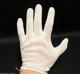 12 Pair White Cotton Inspection Glove LIGHT DUTY Coin Jewelry Stamp Silver LARGE