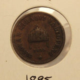 1895 Hungary 2 Filler Bronze Coin with Holder Display thecoindigger World Estate