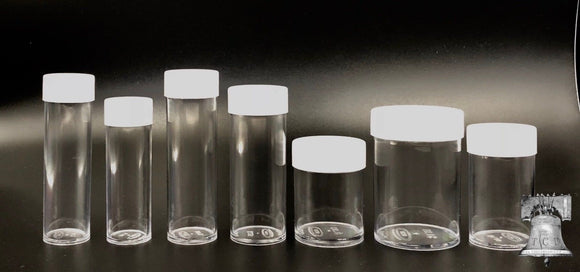 Assorted Coin Tube Round BCW Clear Plastic US Mint Variety 7 Size Tubes Case Penny to Large Dollar