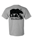 Minnesota Cabin on a Lake with Bear as the night sky T- Shirt