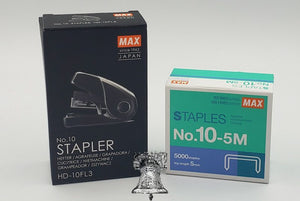MAX Flat Clinch Ergonomic Stapler & 5000 Mini 10-5M Staple Coin Holder Flush (YOUR CHOICE)